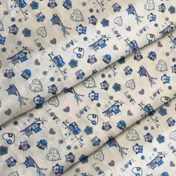 Ткань для детского постельного белья бязь Совы 7197